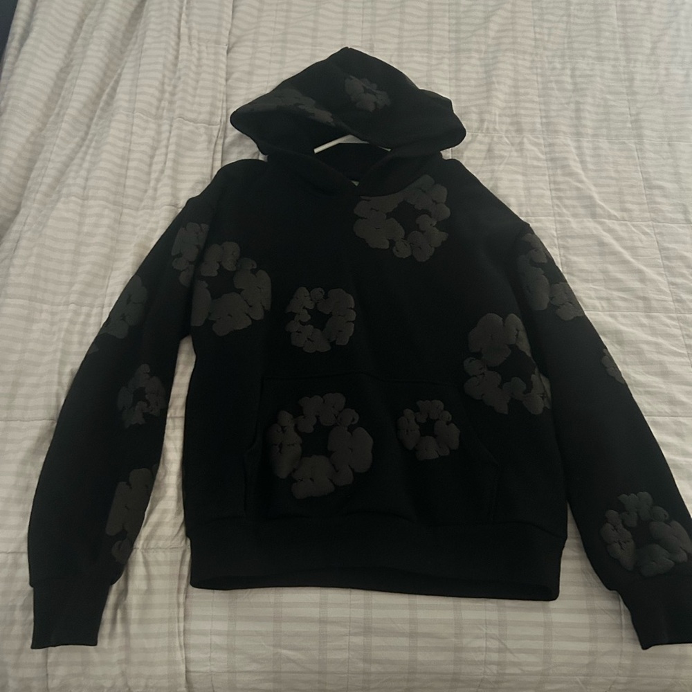 Denim tears pullover hoodie with Dark Gray Floral Clusters